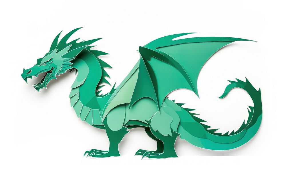 Green dragon white background representation creativity. AI generated Image by rawpixel.