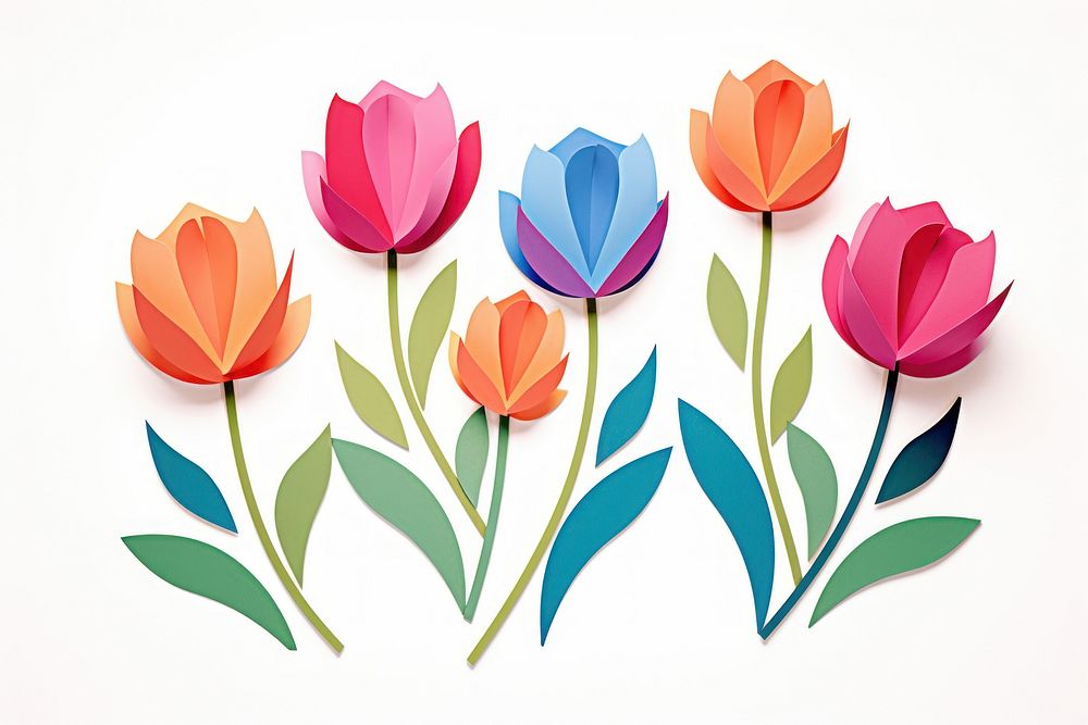 Tulips flower plant paper. AI generated Image by rawpixel.