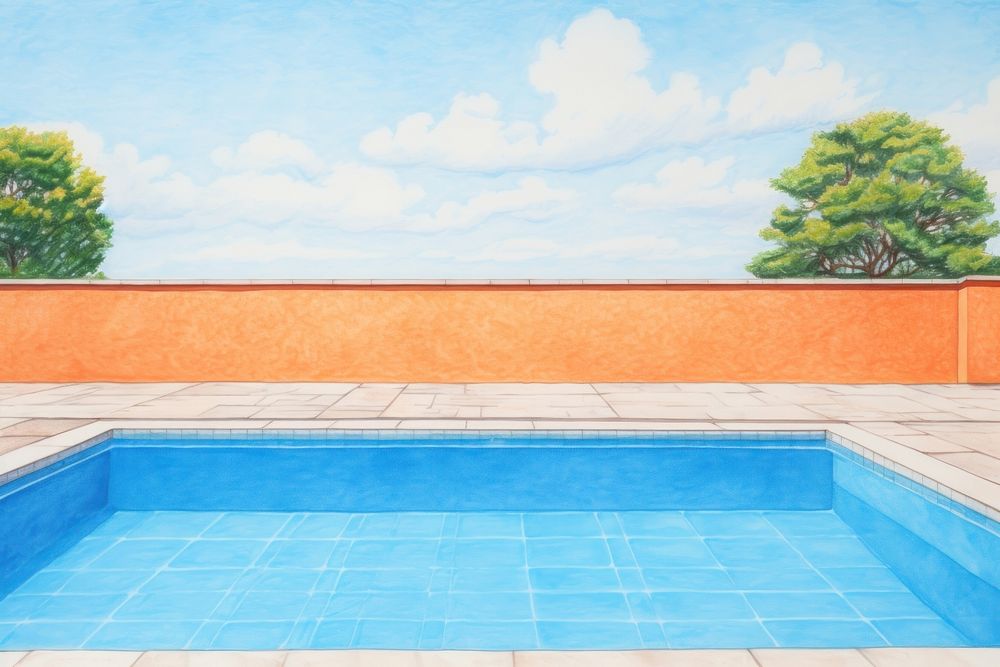 Outdoor pool outdoors architecture drawing. AI generated Image by rawpixel.