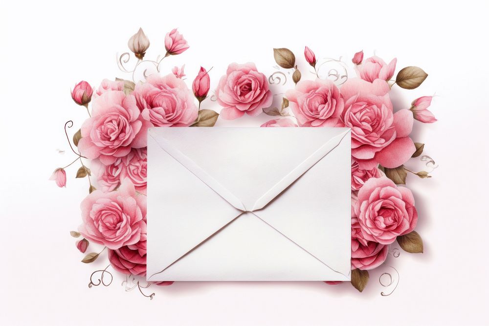 Love letter envelope flower paper. AI generated Image by rawpixel.