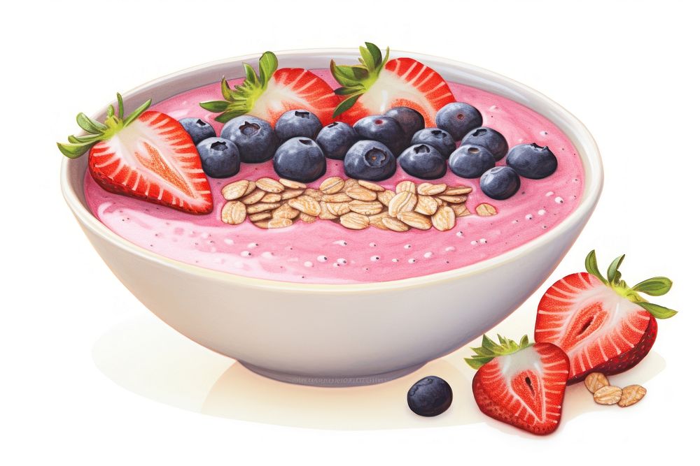 Smoothie bowl strawberry blueberry dessert. AI generated Image by rawpixel.