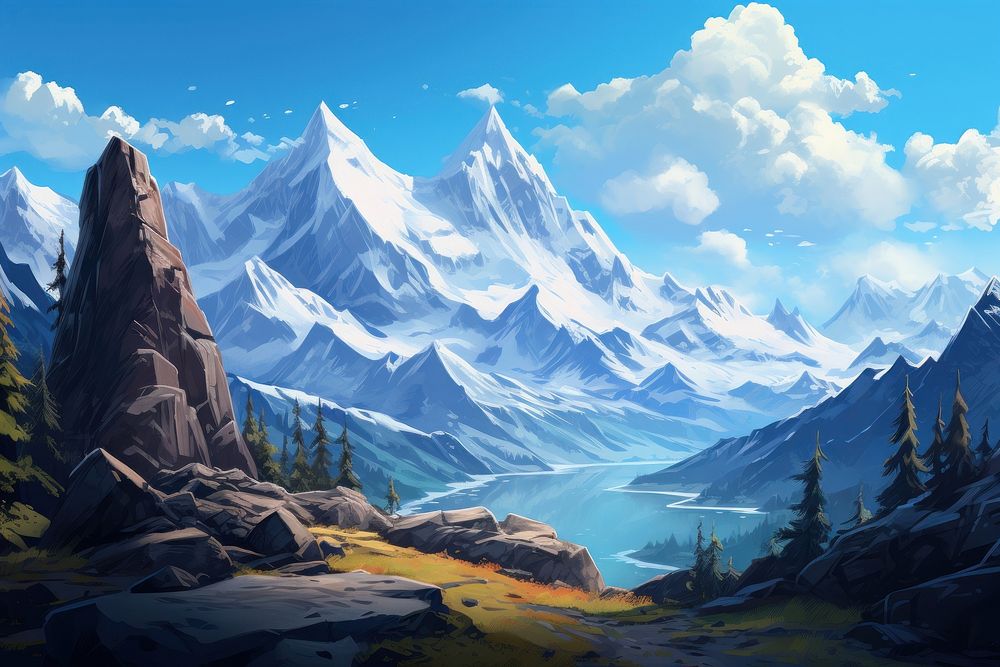 Mountains wilderness landscape outdoors. AI generated Image by rawpixel.