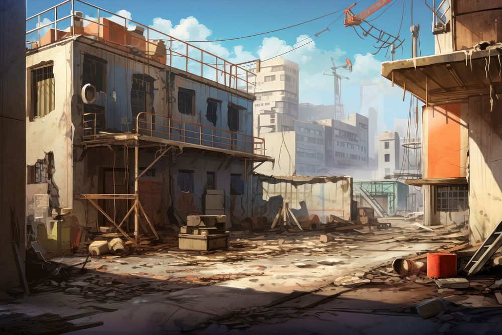 Construction site city town deterioration. AI generated Image by rawpixel.