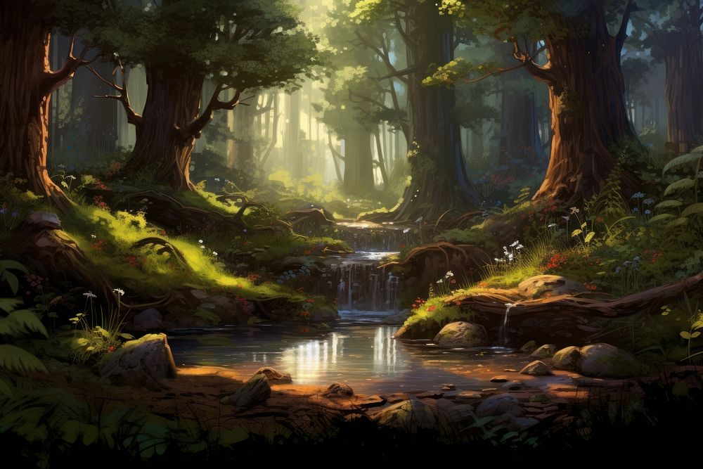 Forest landscape woodland outdoors. AI generated Image by rawpixel.