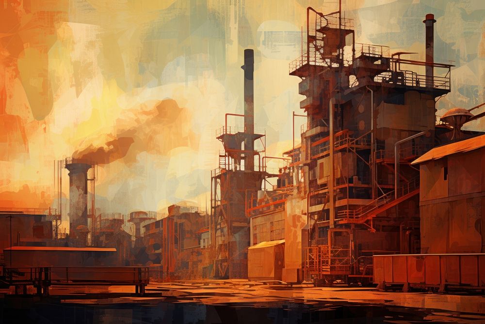 Factory architecture refinery technology. AI generated Image by rawpixel.