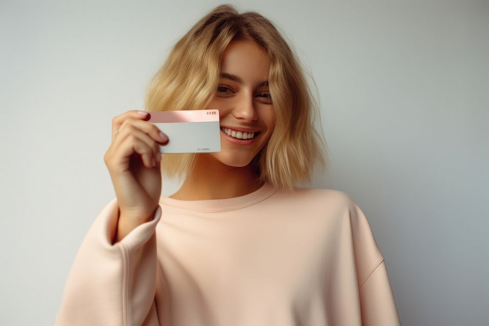White background smile happy credit card. AI generated Image by rawpixel.
