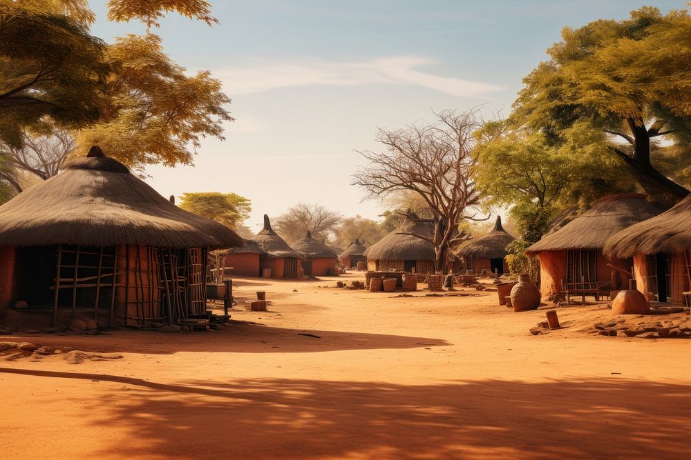 African village landscape outdoors nature. AI generated Image by rawpixel.