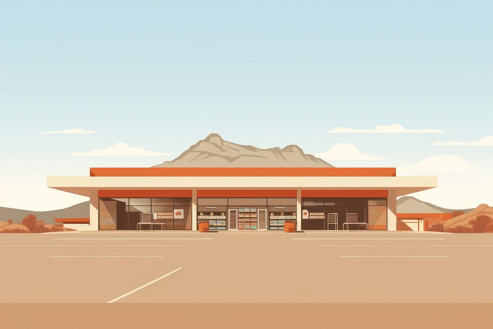 Supermarket architecture furniture outdoors. AI generated Image by rawpixel.