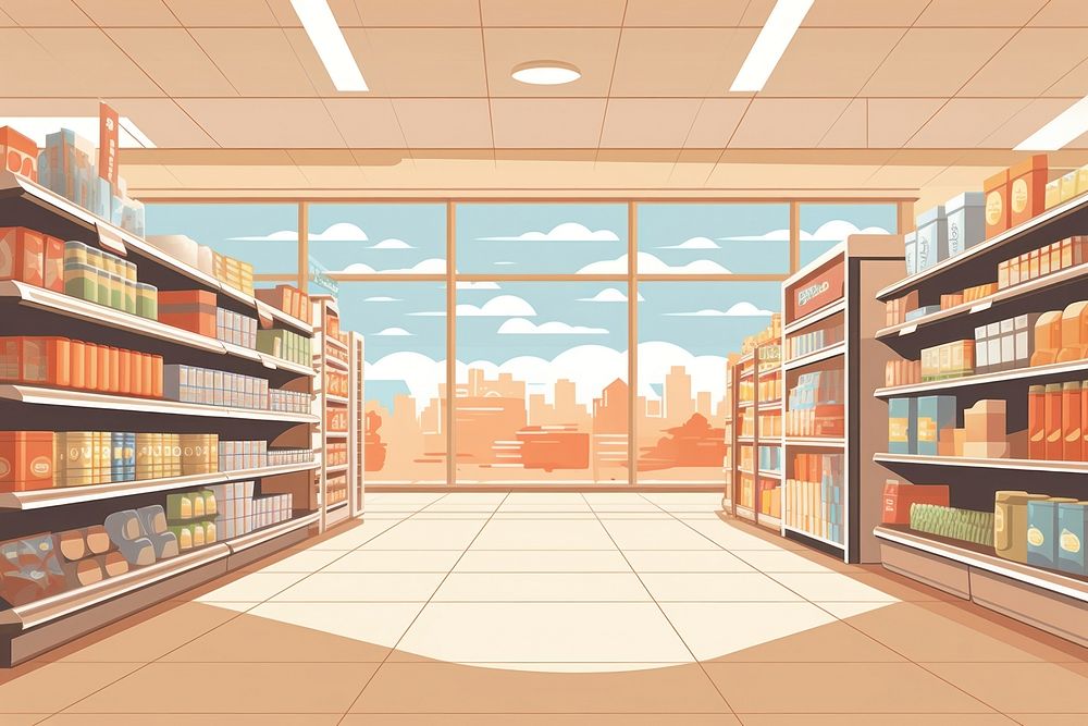 Supermarket library book architecture. AI generated Image by rawpixel.