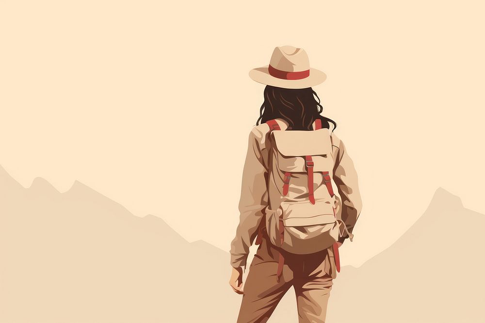 Female adventurer backpack headwear mountain. AI generated Image by rawpixel.