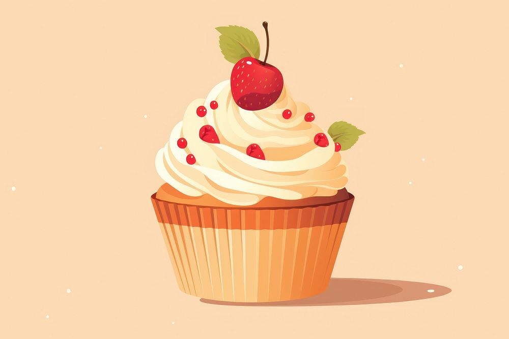 Fruit cupcake food dessert cream. 