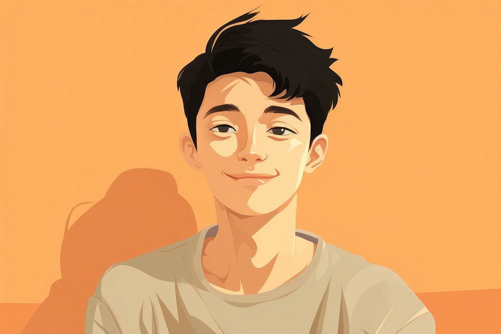 Teenager boy portrait smiling drawing. AI generated Image by rawpixel.