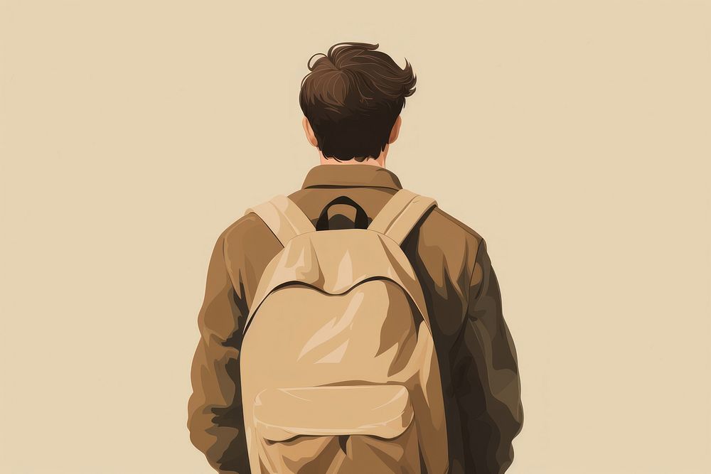 Man wearing backpack adult bag outerwear. AI generated Image by rawpixel.