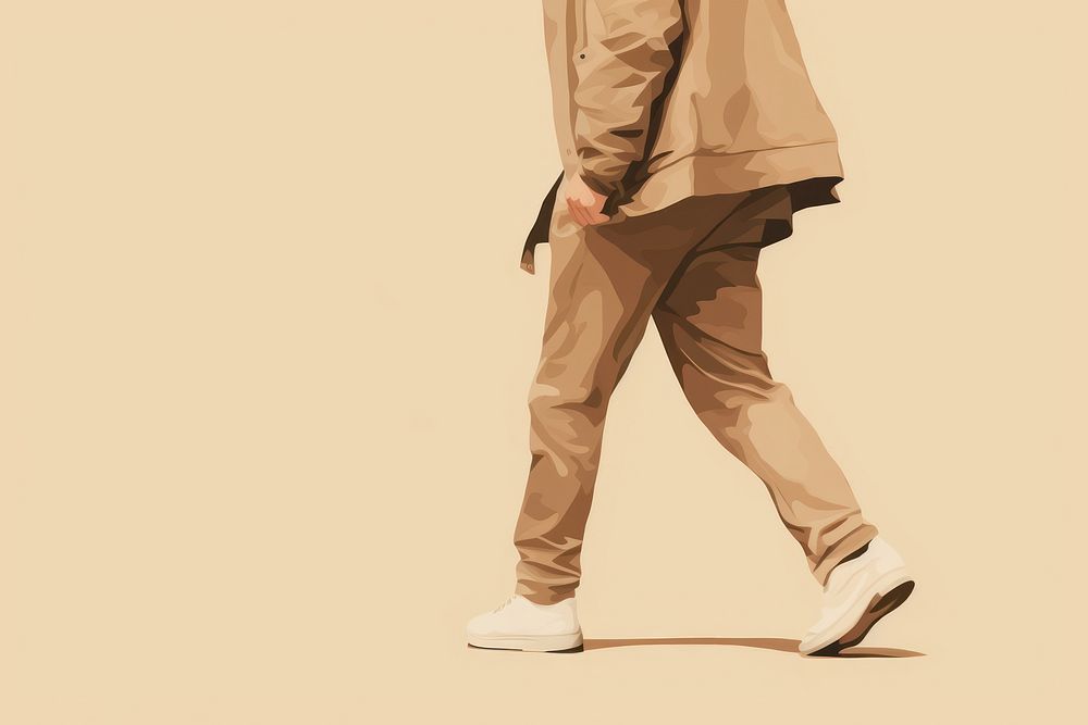 Man walking footwear adult khaki. AI generated Image by rawpixel.