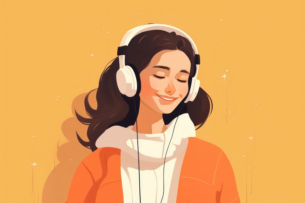 Teenager girl headphones headset smiling. AI generated Image by rawpixel.