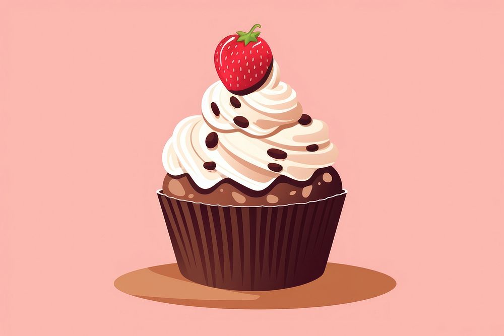 Chocolate cupcake berry food strawberry. AI generated Image by rawpixel.