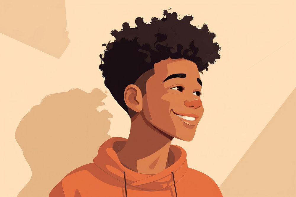 Teenager boy portrait smiling drawing. AI generated Image by rawpixel.