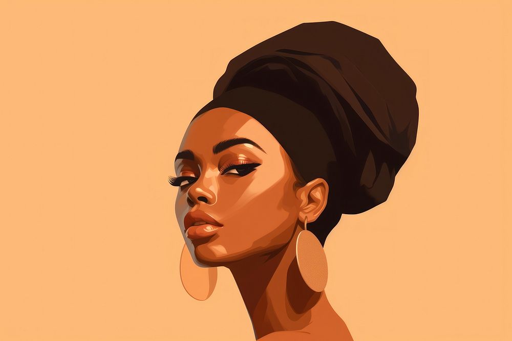 African american woman portrait earring drawing. AI generated Image by rawpixel.