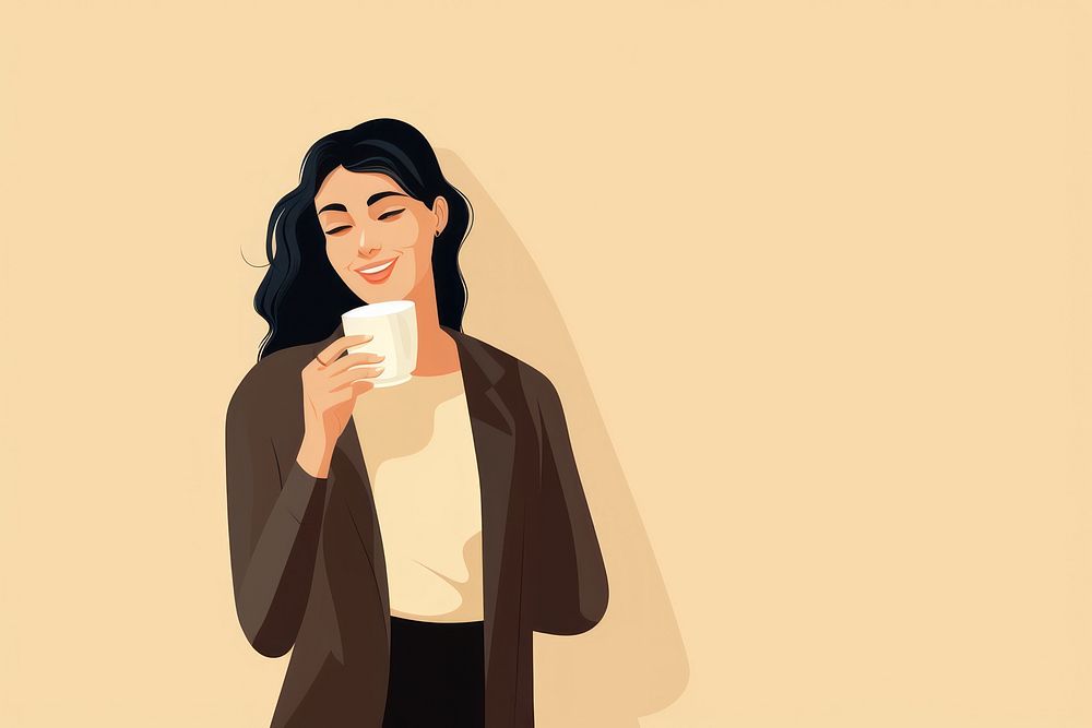 Happy woman portrait holding coffee. AI generated Image by rawpixel.