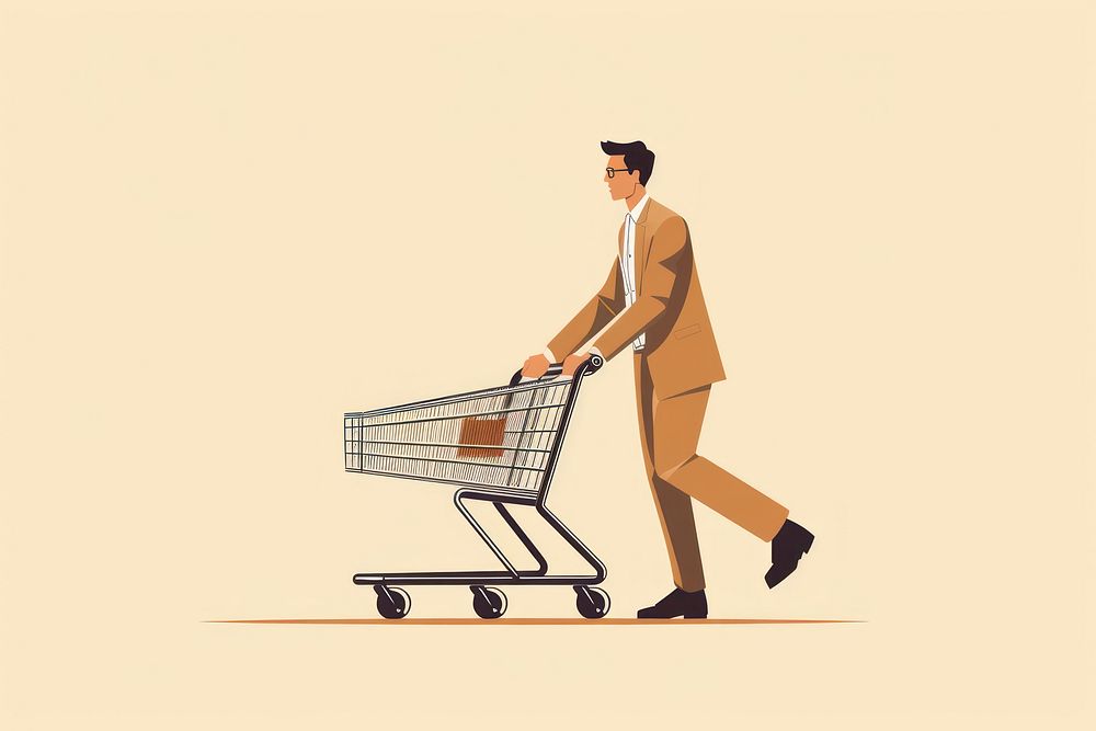 Shopping cart supermarket shopping pushing. AI generated Image by rawpixel.