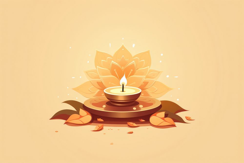 Diwali candle cross-legged illuminated. AI generated Image by rawpixel.