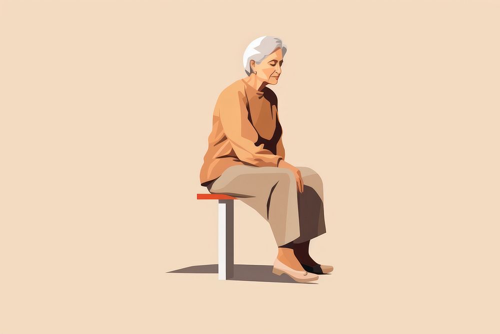 Pain sitting adult woman. AI generated Image by rawpixel.
