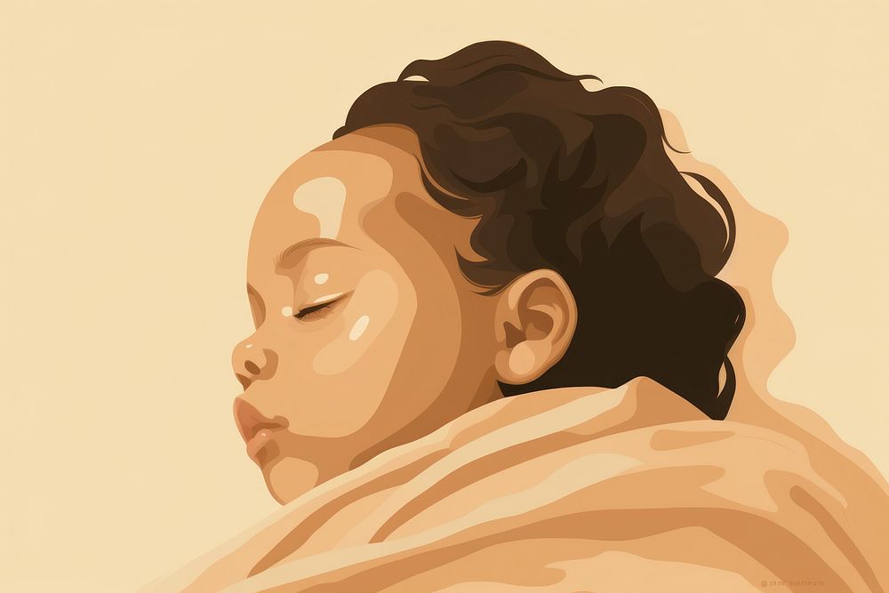 Infant sleeping portrait female. AI generated Image by rawpixel.