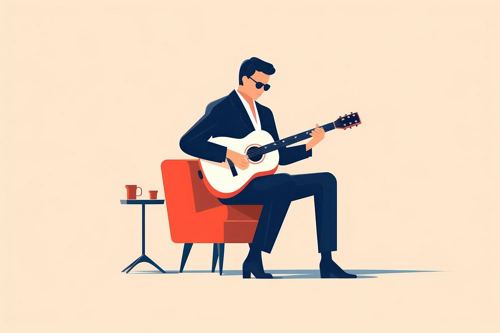 Man playing guitar musician sitting chair. AI generated Image by rawpixel.