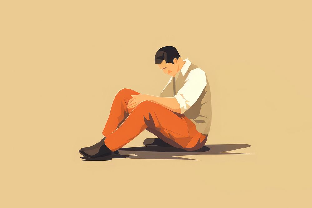 Injured sitting cross-legged photography. AI generated Image by rawpixel.