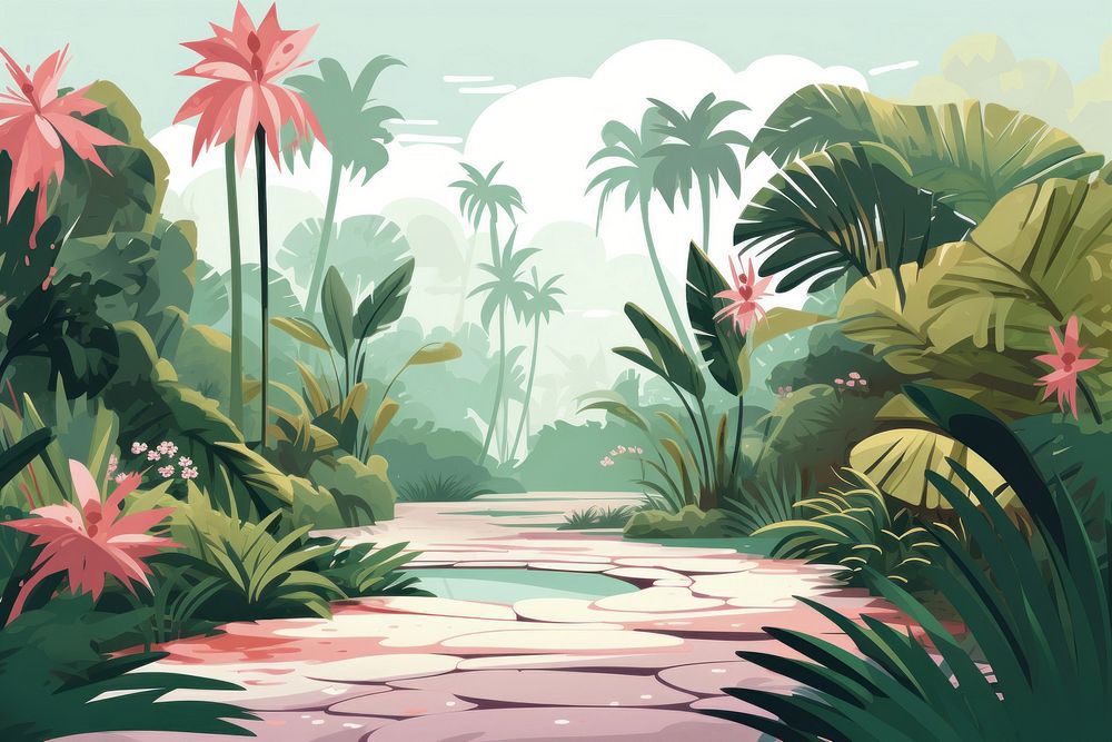 Tropical garden land vegetation landscape. AI generated Image by rawpixel.