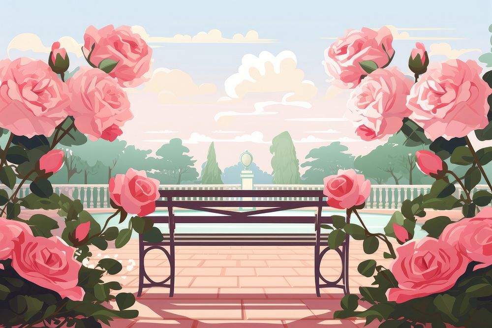 Roses garden outdoors flower nature. AI generated Image by rawpixel.