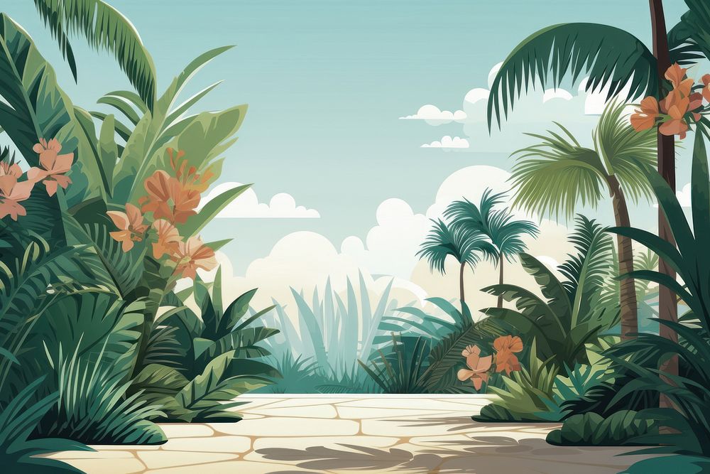 Tropical garden land landscape outdoors. AI generated Image by rawpixel.