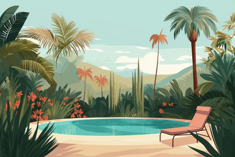 Tropical garden furniture outdoors tropics. AI generated Image by rawpixel.
