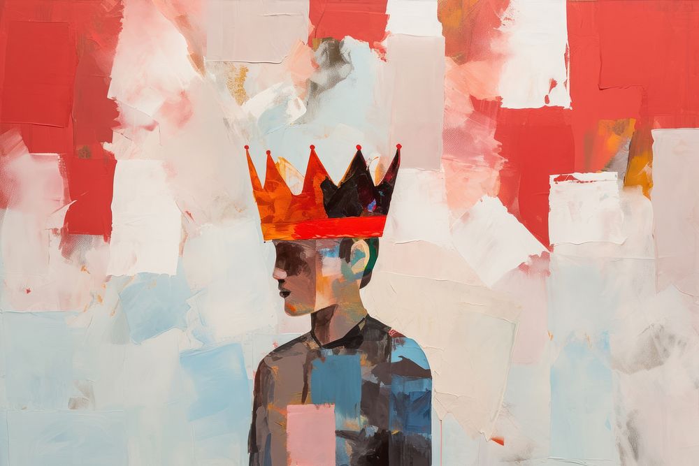 King wearing crown art painting adult. AI generated Image by rawpixel.