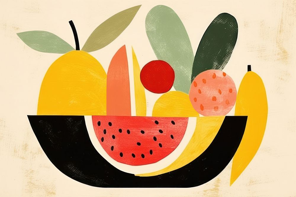 Fruit basket painting plant food. AI generated Image by rawpixel.