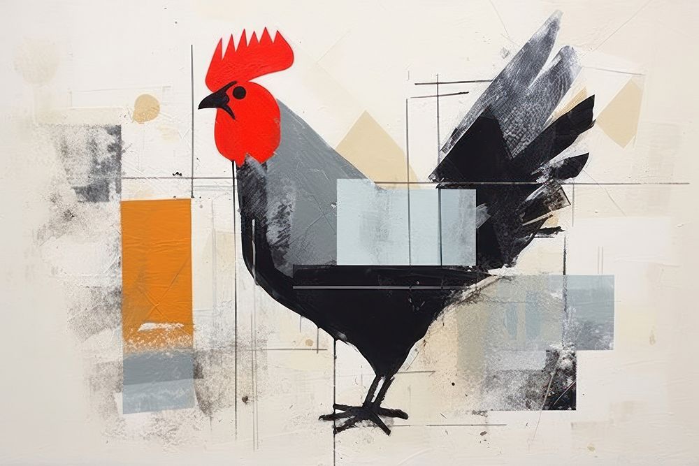 Rooster art chicken poultry. AI generated Image by rawpixel.