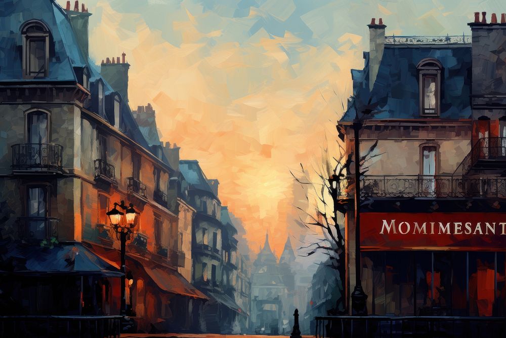 Monmarte street city town. AI generated Image by rawpixel.