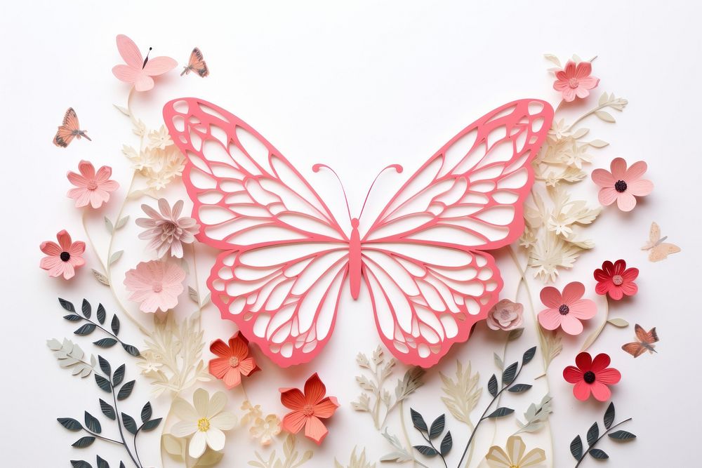 Butterfly sniffing flowers art celebration creativity. AI generated Image by rawpixel.
