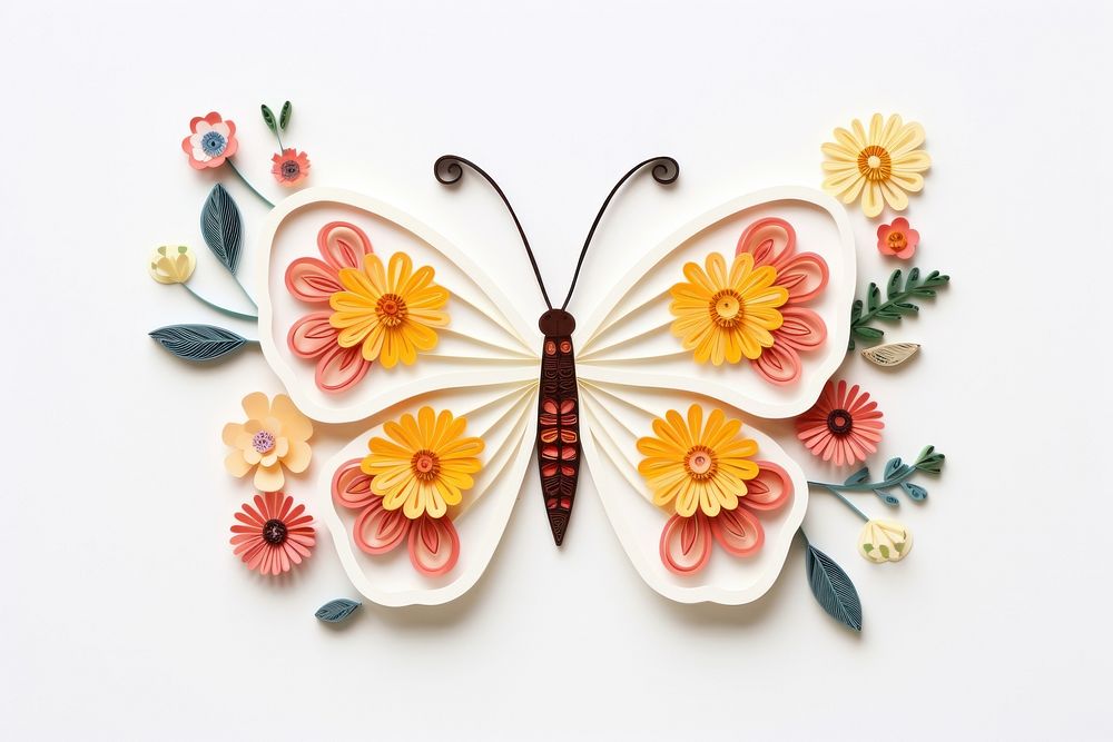 Butterfly pattern flower art. AI generated Image by rawpixel.