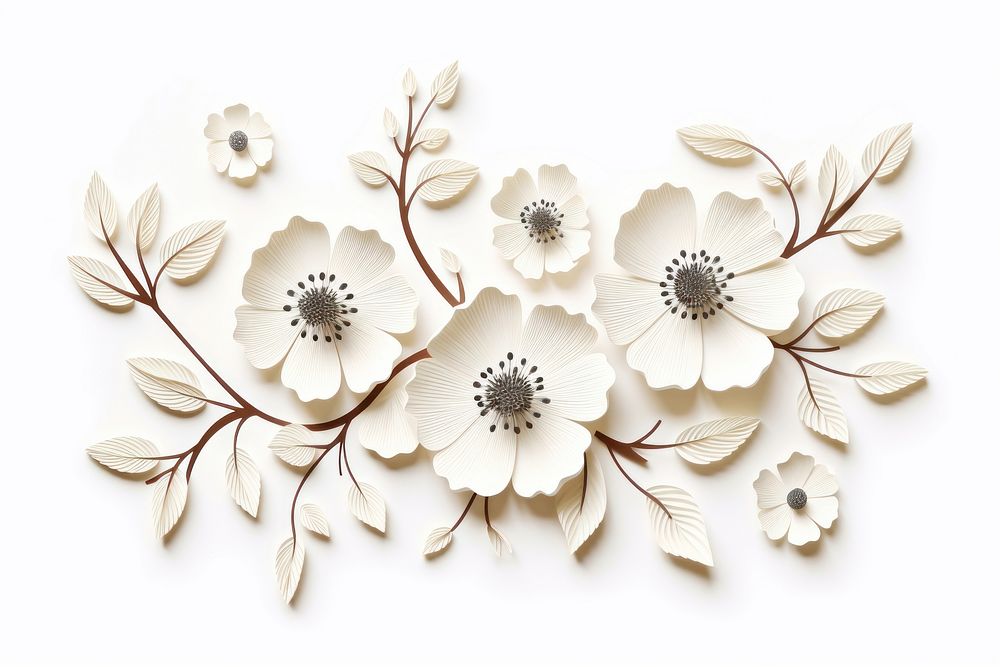 Flowers pattern white art. AI generated Image by rawpixel.