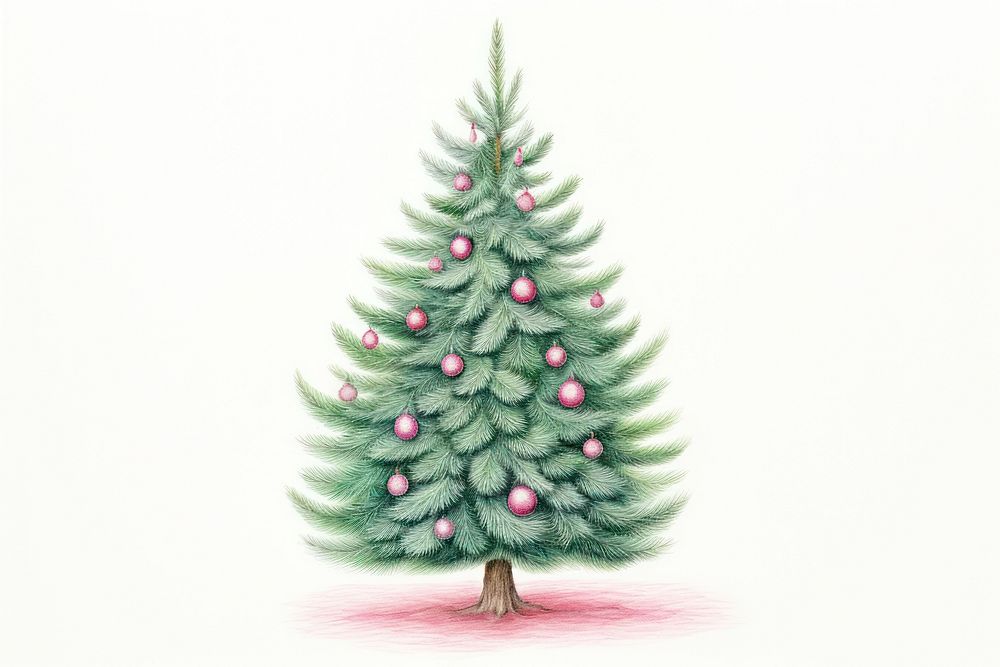 Christmas tree pine decoration drawing. AI generated Image by rawpixel.