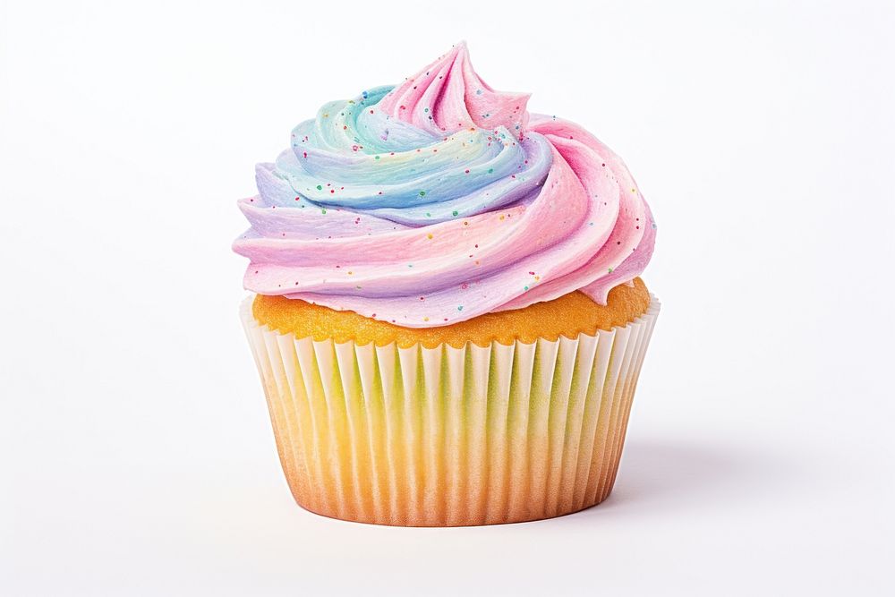 Rainbow muffin cupcake dessert icing. | Free Photo Illustration - rawpixel