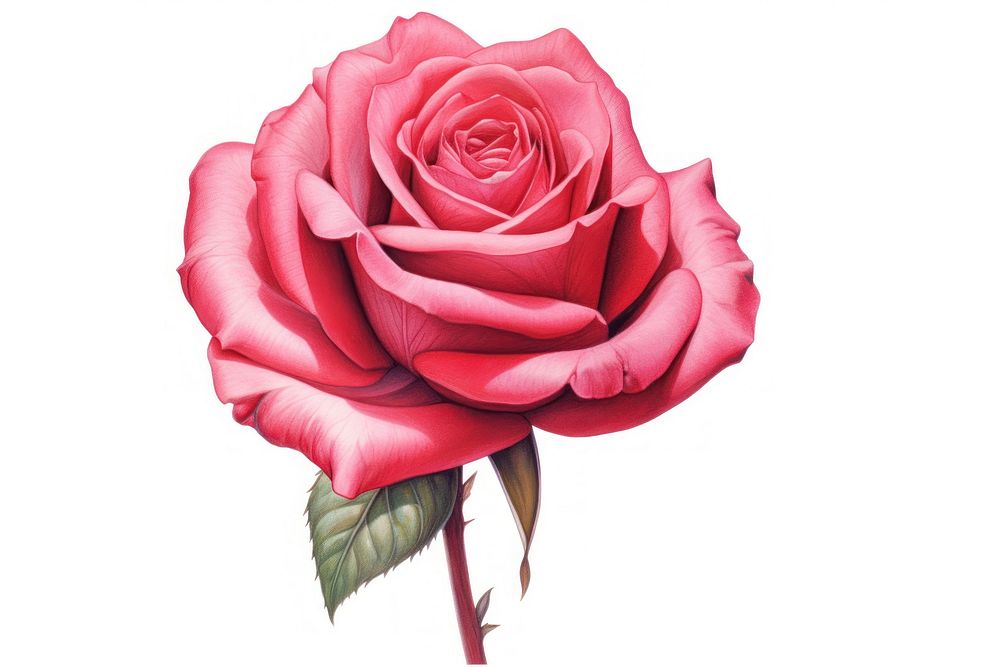 Red rose flower plant white background. AI generated Image by rawpixel.