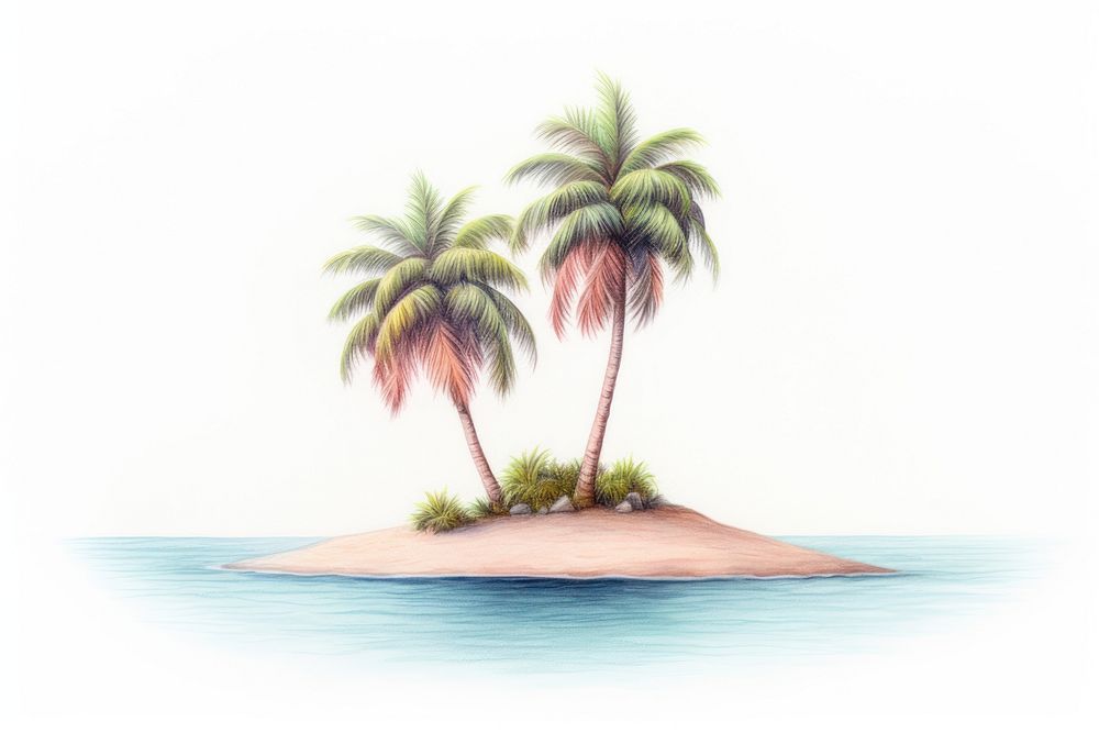 Small island tree outdoors drawing. AI generated Image by rawpixel.