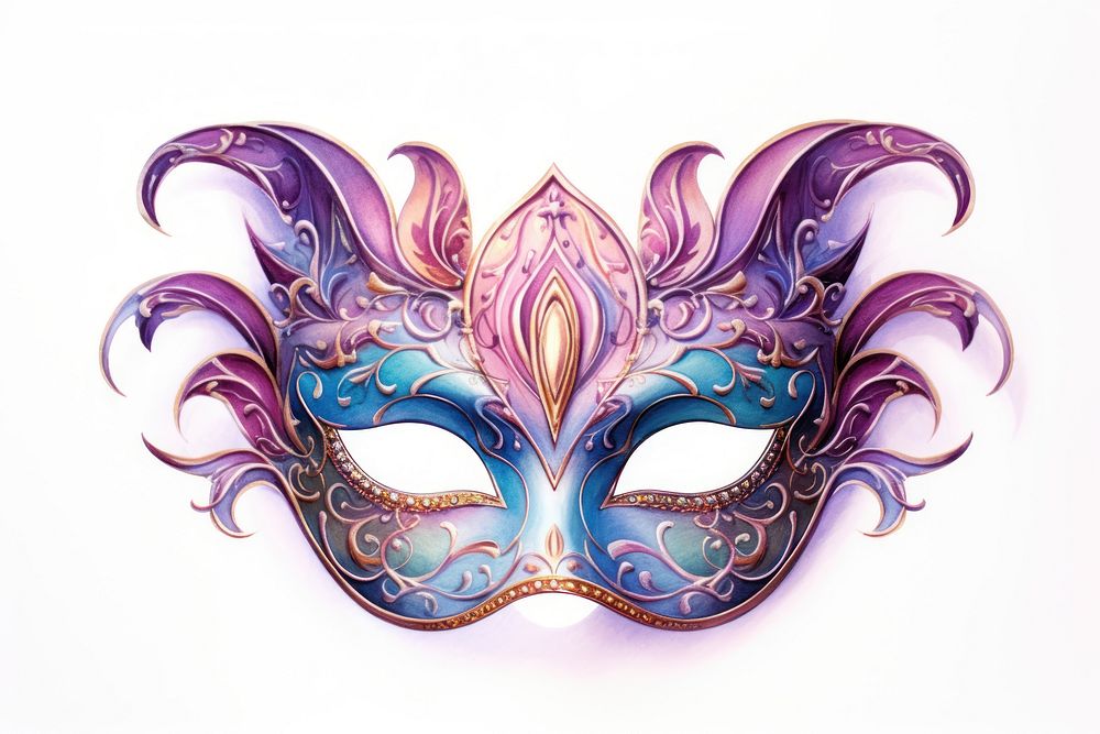 Mardi gras mask carnival white background. AI generated Image by rawpixel.