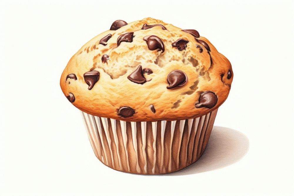 Chocolate chip muffin dessert cupcake food. AI generated Image by rawpixel.