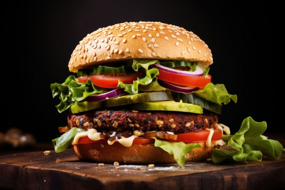 Vegan burger food hamburger vegetable. AI generated Image by rawpixel.