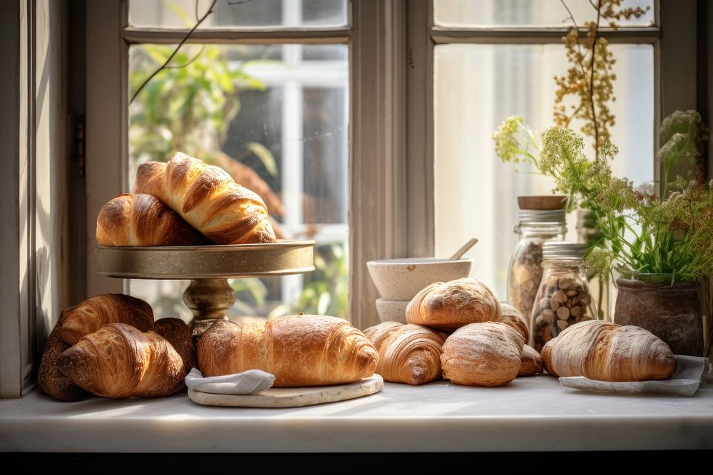 Bakery windowsill bread plant. AI generated Image by rawpixel.