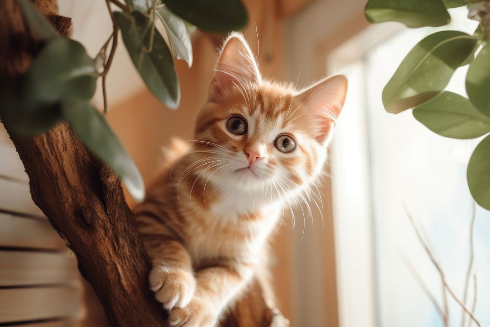 Mammal animal kitten tree. 