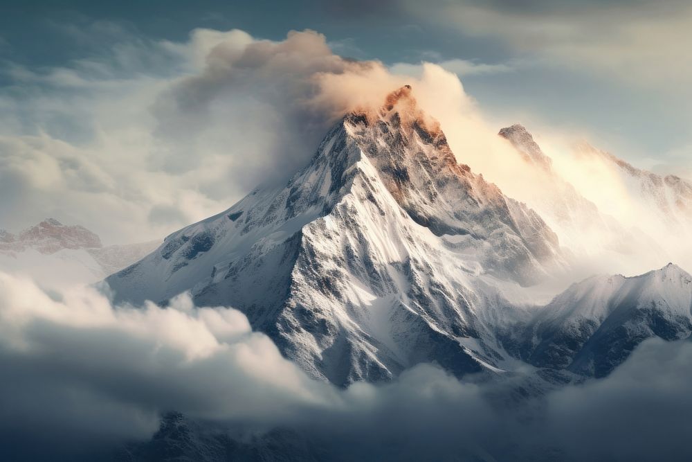 Mountains covered mountain outdoors nature. AI generated Image by rawpixel.